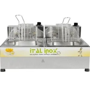 Fritadeira elétrica mesa 2 cuba 10 litros feoi-10 inox 220v  ou 127v - ital inox.