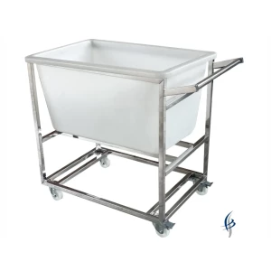 Carro inox com Cuba Polietileno.